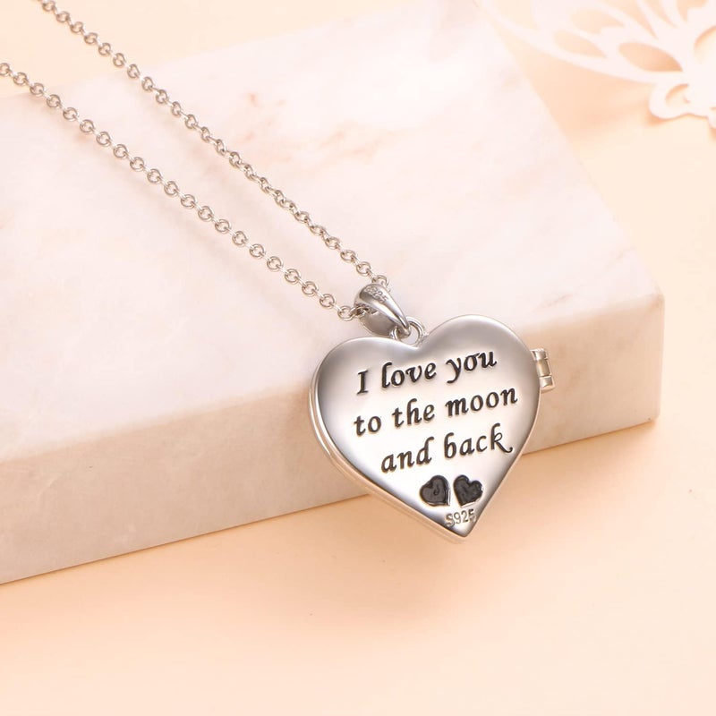 Ladytree S925 Sterling Silver Love Heart Mother and Daughter Keepsake Hold Pictures Photo Locket Memory Pendant Necklace Gifts for Women Grandma Mother Daughter - Image 4